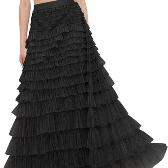 Tiered Tulle Maxi Skirt Black - Picture 2 of 4